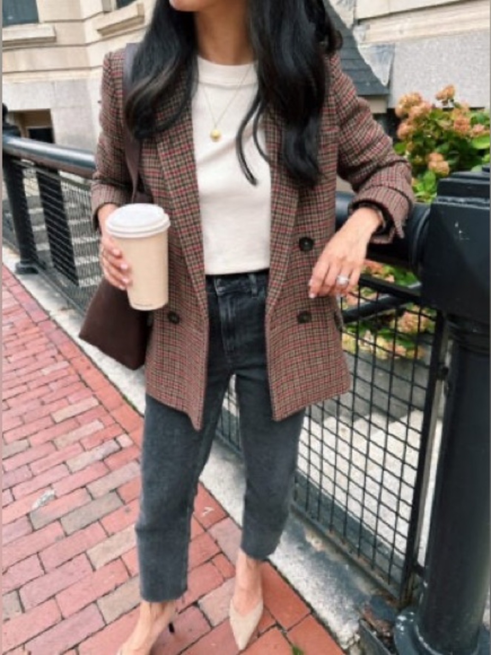 Sézane Christie Jacket in Brown Houndstooth FR 40 / US 8 - Picture 13 of 16